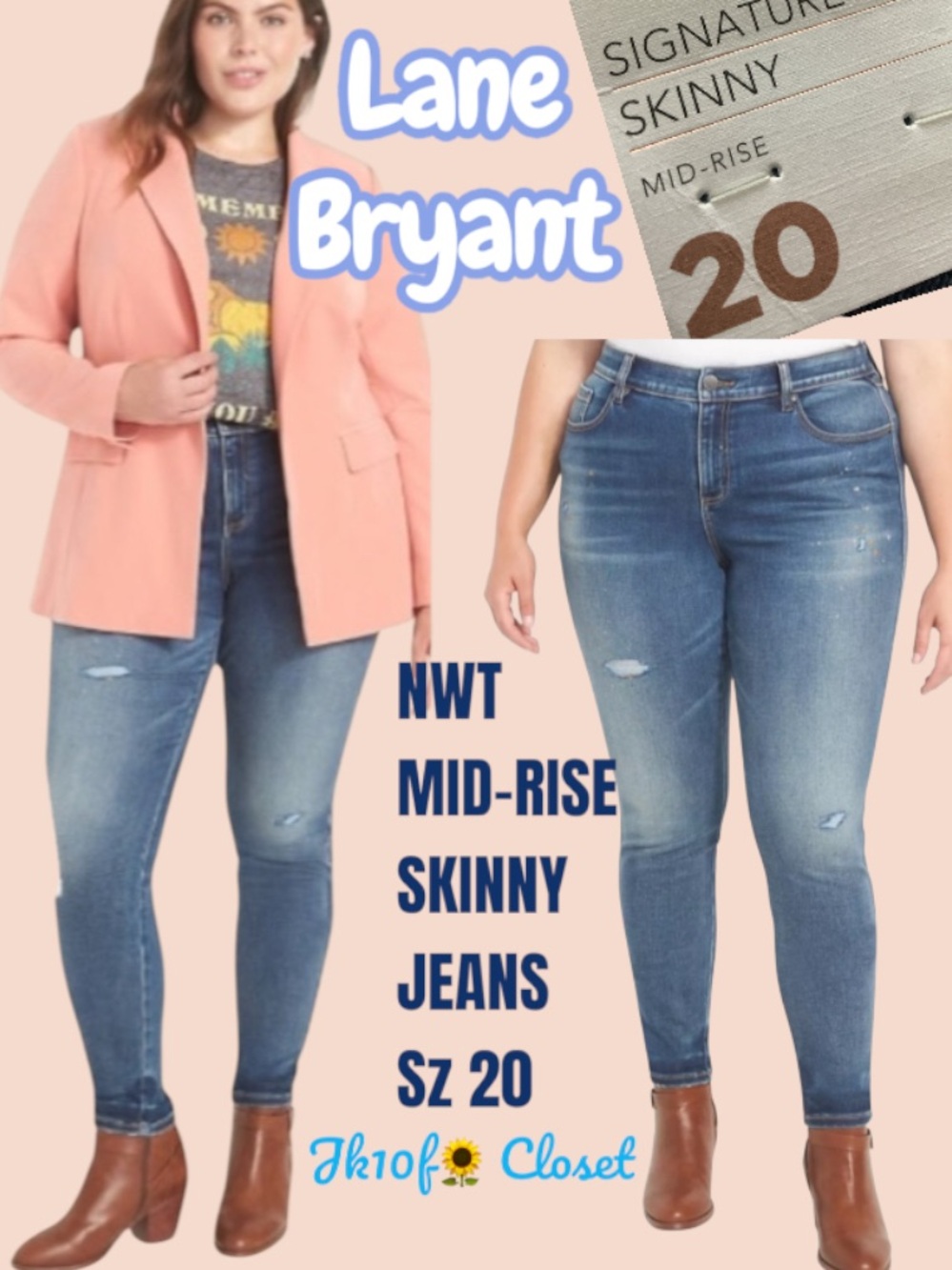LOWEST PRICE🌺 NWT LANE BRYANT Sz20 MID RISE SIGNATURE FIT SKINNY JEANS